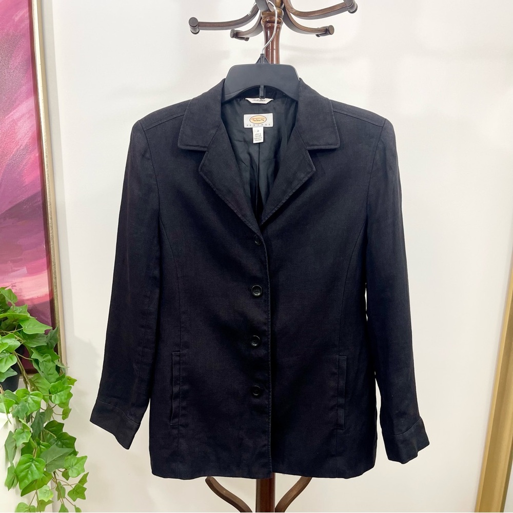 Talbots Black Linen Jacket Size 10 P